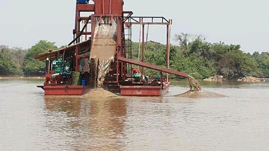 River dredging gold mining